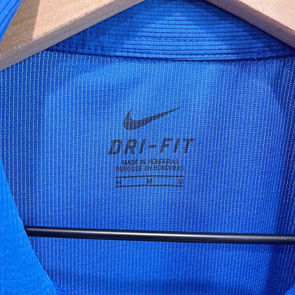 Nike Dri Fit Tech Golf Polo Shirt Blue White Piping Short Sleeve Mens Medium - Picture 6 of 7